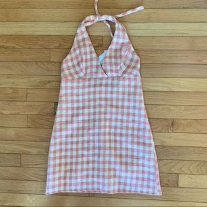 Zara Pink Checkered Halter Dress size S